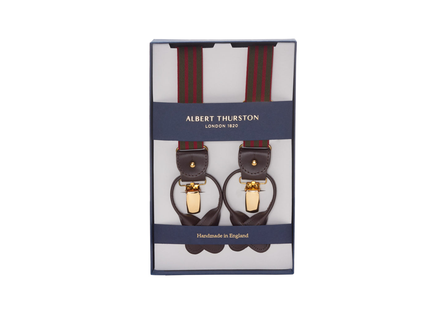 Albert Thurston Yeşil - Kırmızı Çizgili 25mm Pantolon Askısı