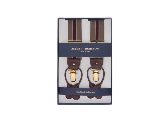 Albert Thurston Bordo Çizgili 35mm Pantolon Askısı