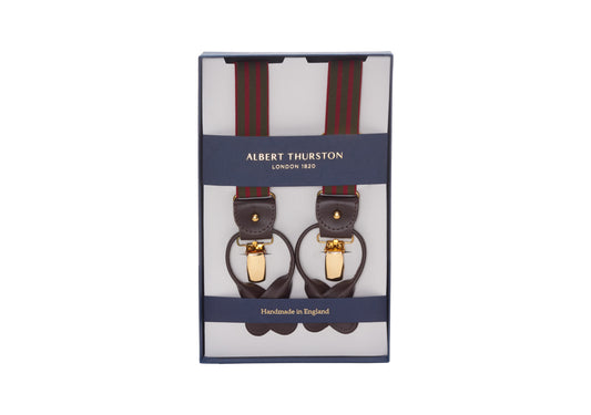 Albert Thurston Yeşil - Kırmızı Çizgili 25mm Pantolon Askısı
